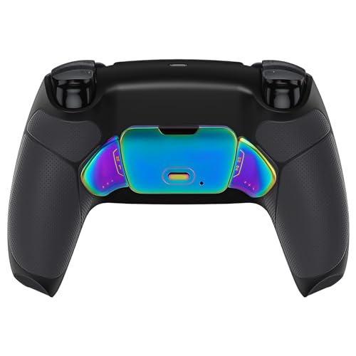 eXtremeRate Rainbow Aura Blue Purple Real Metal Buttons RMB RISE V3 Remap Kit for PS5 Controller BDM-030 040 050, Black Rubberized Grip Back Shell Upgraded Programable Back Buttons for PS5 Controller - color: Black Rainbow