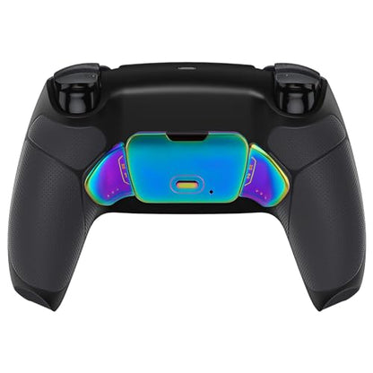 eXtremeRate Rainbow Aura Blue Purple Real Metal Buttons RMB RISE V3 Remap Kit for PS5 Controller BDM-030 040 050, Black Rubberized Grip Back Shell Upgraded Programable Back Buttons for PS5 Controller - color: Black Rainbow