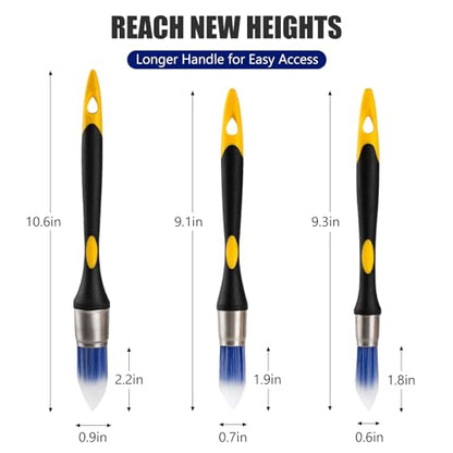 Mister Rui Round Trim Brush Set, 3 Pcs Paint Brushes for Trim, Tight Space - size: 3PCS, 0.6", 0.75", 1"