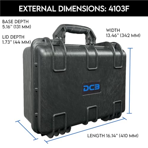 DCB Cases Element 4103F Waterproof Hard Case with Pick & Pluck Foam Insert, IP67 Dustproof Protective Equipment Storage, Pressure Equalization Valve, Lockable Impact Resistant Utility Box, 16 x 13 x 8