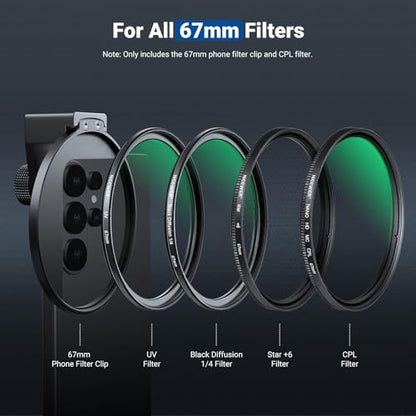 NEEWER 67mm Phone CPL Filter with Cold Shoe Clip, HD Circular Polarizer Lens Filter Accessories with Adjustable Polarization, Compatible with Android Samsung S26 Ultra iPhone 17 Pro Max & More, FL-113 - style: CPL w/Cold Shoe Clip