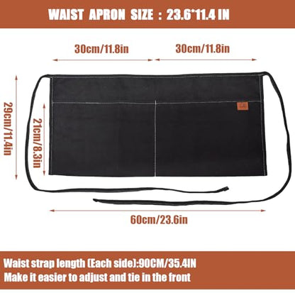 2 Pocket Canvas Work Waist Apron Unisex Tool Utility Apron Tool Belt Woodworkers Artists - color: Bk