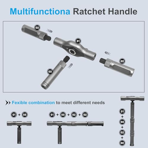 24 in 1 Magnetic Ratchet Small Screwdriver Set, DIY Multi S2 Steel Bits Ratcheting Screwdriver Bits, Removable Self-Assembly Portable Repair Tool Impact Screwdriver, Gifts for Tech Lovers - style: 24 in 1