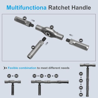 24 in 1 Magnetic Ratchet Small Screwdriver Set, DIY Multi S2 Steel Bits Ratcheting Screwdriver Bits, Removable Self-Assembly Portable Repair Tool Impact Screwdriver, Gifts for Tech Lovers - style: 24 in 1