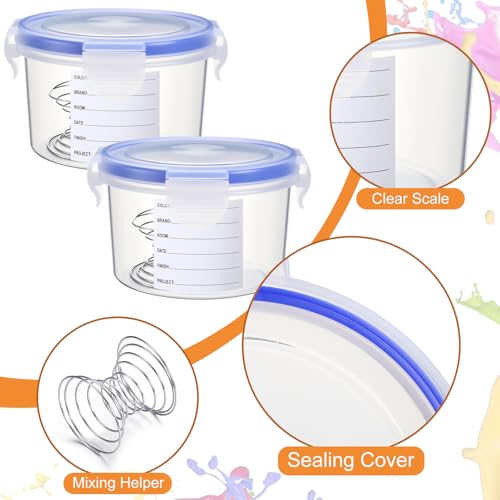 Remerry 8 Sets Paint Container with Stainless Steel Mixing Ball Touch up Storage Cups with Lids Paint Containers Storage Airtight for Repainting(320 ml) - size: 320 ml