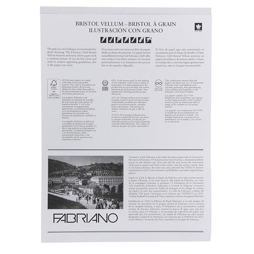 Fabriano 1264 Bristol Vellum Pad, 9" x 12", Glue Bound, 100 lb., 3-Pack - size: 9" x 12", 3-Pack