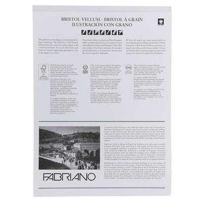 Fabriano 1264 Bristol Vellum Pad, 9" x 12", Glue Bound, 100 lb., 3-Pack - size: 9" x 12", 3-Pack