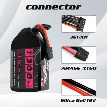 CNHL 1300mAh 6S Lipo Battery 22.2V 130C with XT60 Plug (2 Packs)
