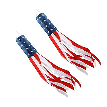 2 Pack American Flag Windsock 40 Inch with Embroidered Stars - color: Red-2pack, size: 40 Inch