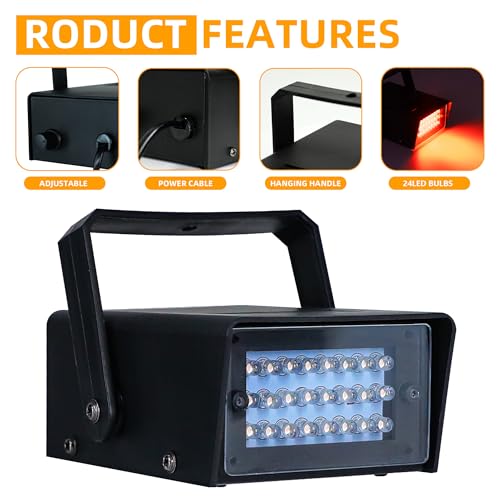 ENUOLI Mini LED Strobe Light Red Color 24 Super Bright LED Party Light - color: Red Color