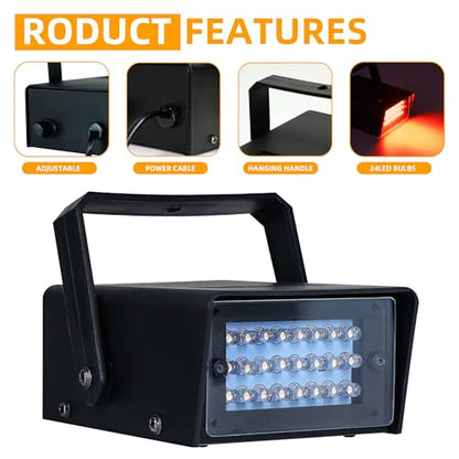 ENUOLI Mini LED Strobe Light Red Color 24 Super Bright LED Party Light - color: Red Color