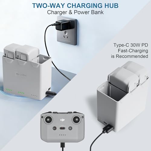 Triple Battery Charger for DJI Mini 5 Pro/4 Pro, Mini 3 Series, Portable Two-Way Charging Hub, Charge Three Batteries in Sequence