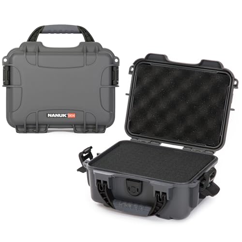 NANUK 904 Hard Case with Foam – IP67 Waterproof Protective Case for Camera, Drone & Gear – Impact-Resistant & Dustproof – Perfect for Travel 10.2" x 7.9" x 4.5" – Graphite - color: Graphite, size: Cubed Foam