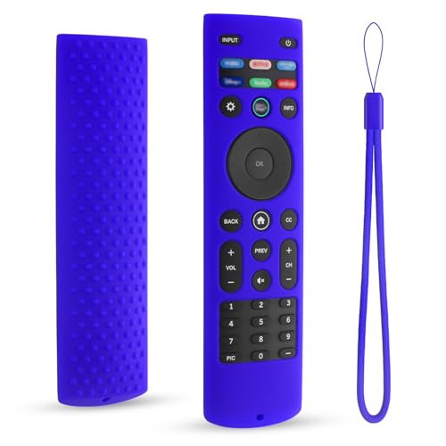 Silicone Remote Control Cover for Vizio XRT140, Protective Case for Vizio Smart TV Remote with Lanyard, Anti-Slip (Blue) - color: Blue