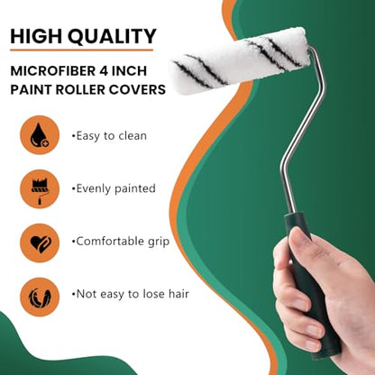 Microfiber Paint Roller 4 Inch, 3/8 Inch Nap, 200 Pack - color: 4 inch paint roller 200 pack