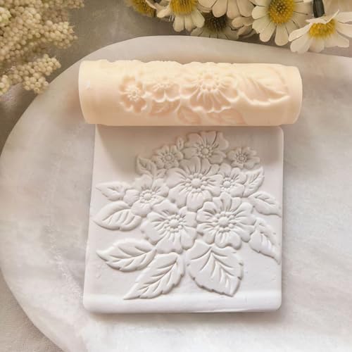 4Pcs Polymer Clay Texture Roller Work with Polymer Clay Cutters for DIY Earrings Jewelry Making Craft Supplies
