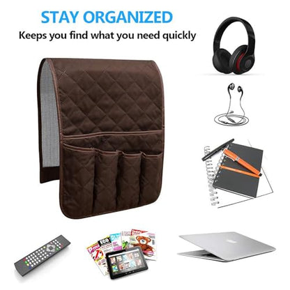 Armchair Caddy for Recliner, Non Slip Sofa Arm Organizer, Coffee - color: COFFEE-1