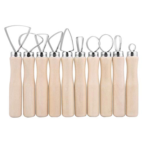 Akozon Pottery Tools Clay Sculpture Tool Set JR2-10/ 10Pcs DIY Wax Carving Pottery Shapers Tools Clay Sculpting Tools Set Accessories