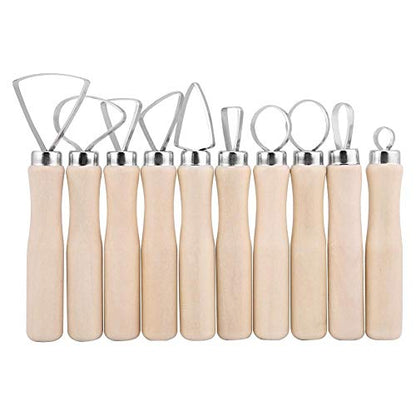 Akozon Pottery Tools Clay Sculpture Tool Set JR2-10/ 10Pcs DIY Wax Carving Pottery Shapers Tools Clay Sculpting Tools Set Accessories