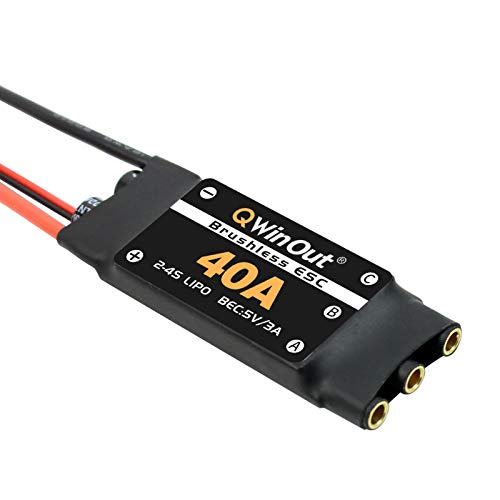 QWinOut 40A ESC 2-4S Brushless ESC Speed Controller 5V/3A BEC for F450 450mm S500 ZD550 RC Helicopter Quadcopter DIY Drone Kit (1 Pcs,Short Cable) - color: Short Cable, size: 1 Pcs