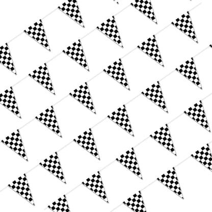 Piokio 100ft Black and White Checkered Flag Banner - size: 12x18 Inch(100ft )