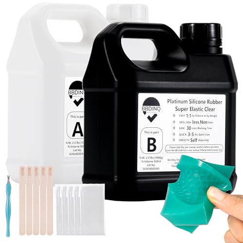 BBDINO Super Elastic Silicone Mold Making Kit 8A Clear 4.4 Lbs - color: 70.6 Oz Clear