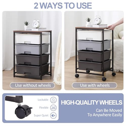 SYKIARIOL Utility Cart with 4 Drawers, Light Grey - color: Light Grey, size: 4 Drawers