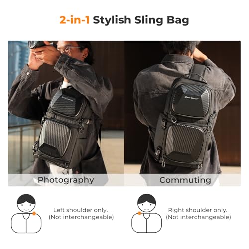 K&F CONCEPT Hardshell Camera Sling Bag, 10L EVA Case with Tripod Holder - color: Hardshell-black, size: Large