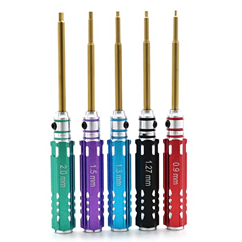 Mini 5pcs Screwdriver Set 0.9mm 1.27mm 1.3mm 1.5mm 2.0mm Multi Hex Driver Hexagon Screwdriver Wrench Tool Kit for Multi-Axis FPV Drone RC Car Quad Helis Repair