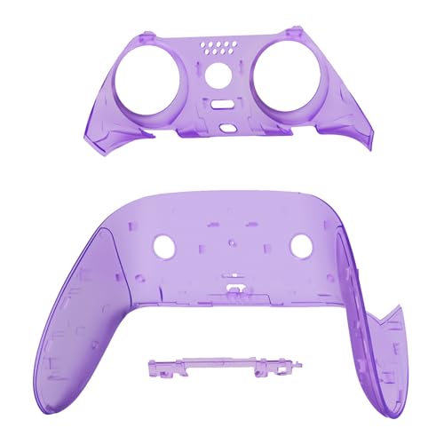 eXtremeRate Top Bottom Decorative Trim Shell Compatible with ps5 Edge Controller DIY Replacement Front Back Clip Shell, Custom Clear Atomic Purple Plates Cover Compatible with ps5 Edge Controller - color: Clear Atomic Purple