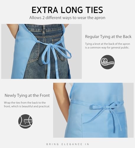 Syntus Apron for Men Women, Adjustable Cooking Kitchen Apron with 2 Pockets - color: Blue Light, style: 2 Polyester