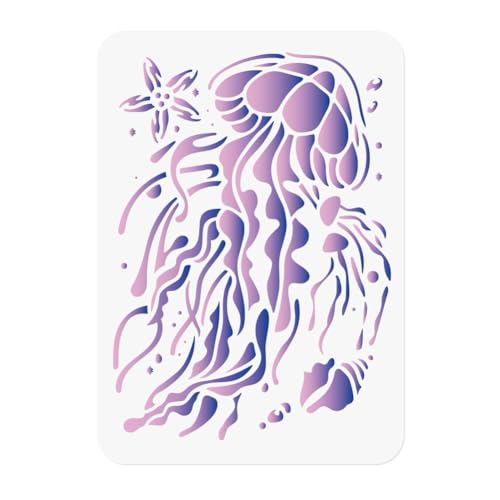Jellyfish Stencil, Ocean Animal Reusable Painting Template - style: Jellyfish