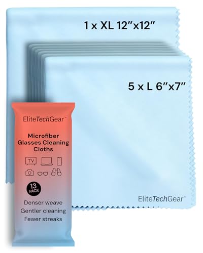Elite Tech Gear Microfiber Cleaning Cloth, Eye Glasses Cleaner Cloth, 6pc - color: Blue, size: 12'' x 12'' (Pack of 6)