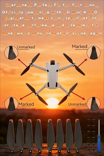 8Pcs Low-Noise Quick-Release Propellers for DJI Mini 4 Pro Propellers, Full Replacement Kit with Screws & Screwdriver, Stable Flight & Easy Installation Spare Parts