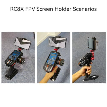 Radiolink RC8X Holder Mount 5.8G FPV Monitor Screen Phone Bracket CNC Aluminum Alloy RC Device for Remote Controller RC8X, Black - color: Black