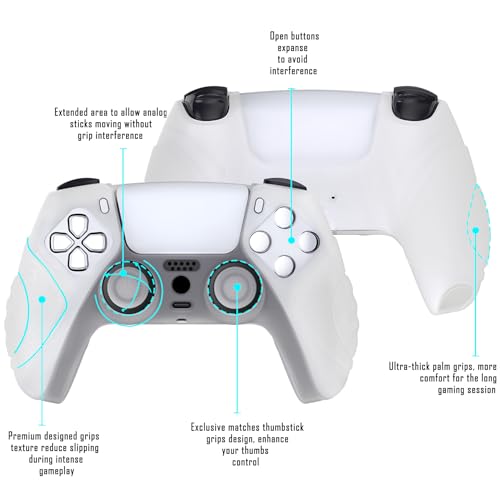 eXtremeRate PlayVital Glow in Dark - Green Guardian Edition Ergonomic Soft Anti-Slip Controller Silicone Case Cover for ps5, Rubber Protector Skins with Joystick Caps for ps5 Controller - color: Glow in Dark Green