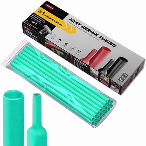 CUBEFELLER® 3:1 Ratio 1/8 Inch (3.2mm) Green Heat Shrink Tubing - 20ft (6.1M Total Length), Marine Grade Waterproof Adhesive Lined, Insulation Sealing Oil-Proof Wear-Resistant,ET2032G - color: Green, size: 3.2mm (1/8") - 20ft