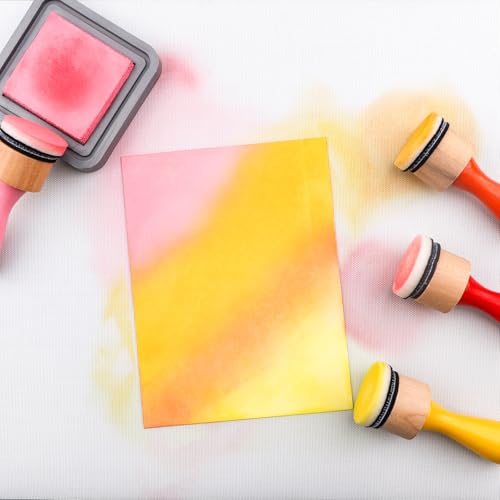 26 Pcs/Sets Ink Blending Tool Sets, Include 2 Pcs Round Ink Mini Applicator Tools and 24 Pcs Replacement Refill Foam Pads for Drawing Distressing Blending Scrapbooking & Stamping Supplies (Red) - color: Red