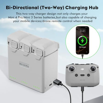 Intelligent Bi-Directional Battery Charging Hub for DJI Mini 4 Pro