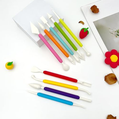 9-Piece Plastic Clay Sculpting Tool Kit – Air-Dry & Polymer Clay Modeling Set with Easy-Grip Handles