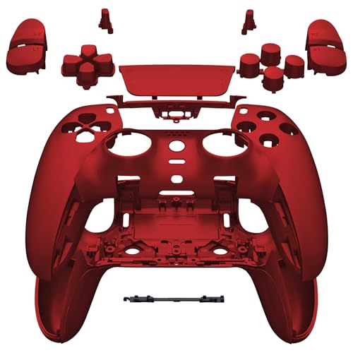 eXtremeRate Full Set Shell with Buttons Touchpad Cover Compatible with ps5 Edge Controller, Scarlet Red Replacement Decorative Trim Shell Front Back Plates Compatible with ps5 Edge Controller - color: Scarlet Red