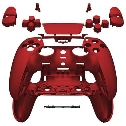eXtremeRate Full Set Shell with Buttons Touchpad Cover Compatible with ps5 Edge Controller, Scarlet Red Replacement Decorative Trim Shell Front Back Plates Compatible with ps5 Edge Controller - color: Scarlet Red