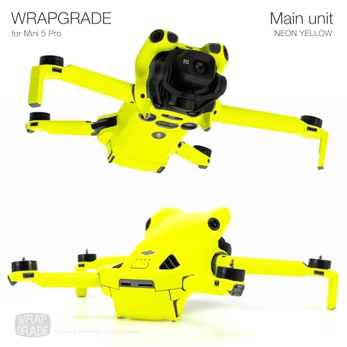 WRAPGRADE Skin Stickers Compatible with DJI Mini 5 Pro (Neon Yellow) - color: Neon Yellow