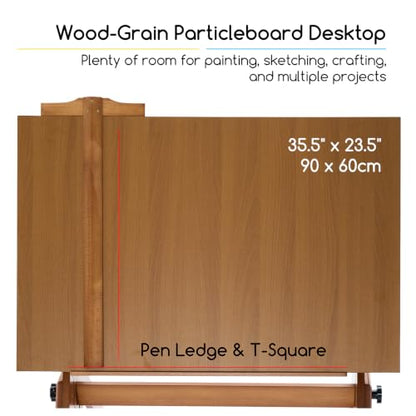 MEEDEN Wood Adjustable Drafting Table: 35.5" x 23.5" Wooden Art Desk - color: Walnut Table