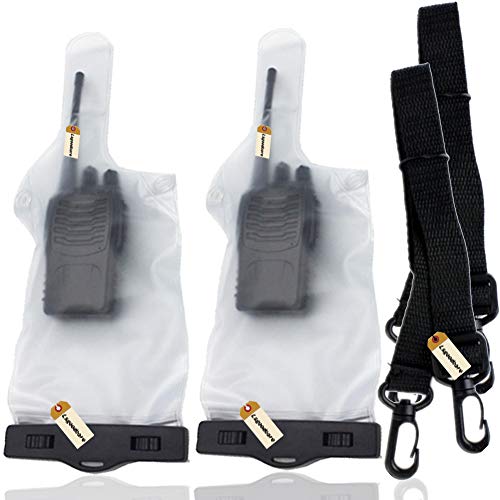 Lsgoodcare 2Pcs Portable Two Way Radio Waterproof Rainproof Bag Case Pouch Compatible with Motorola Kenwood Midland UV-3R UV-5R PX-888 Walkie Talkie Radio,5 Inch x 13.8 Inch, White - color: clear