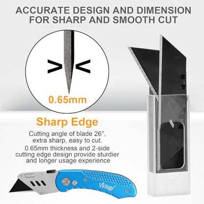 Vickay 30 Pack Utility Knife Blades, SK5 Box Cutter Blades, Razor Blades - color: Black, size: 30 Pack