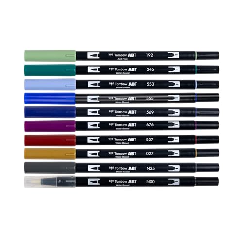 Tombow 56257 Dual Brush Pen Art Markers, Dragons, 10-Pack. Brush/Fine Tips