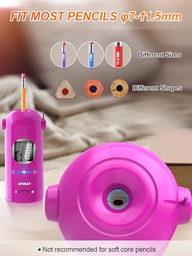 AFMAT Fully Automatic Pencil Sharpener, 2 Pack (Purple and Black)