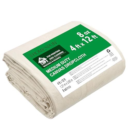 HOMESPUN Machine-Washable Cotton Painters Canvas Drop Cloth 12 x 4 ft - size: 12 ft x 4 ft