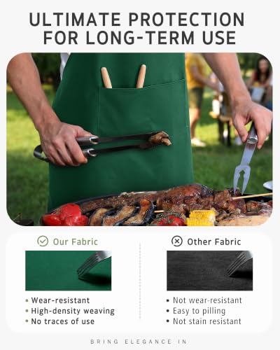 Syntus Chef Apron for Men Women with Pockets, Thick Grilling BBQ Apron - color: Dark Green